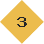 A yellow diamond with the number three in black.