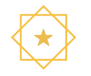 A yellow star in the middle of an eight-pointed square.